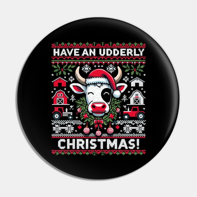 Funny Ugly Christmas Cow Holiday Design Pin by Indigo Lake