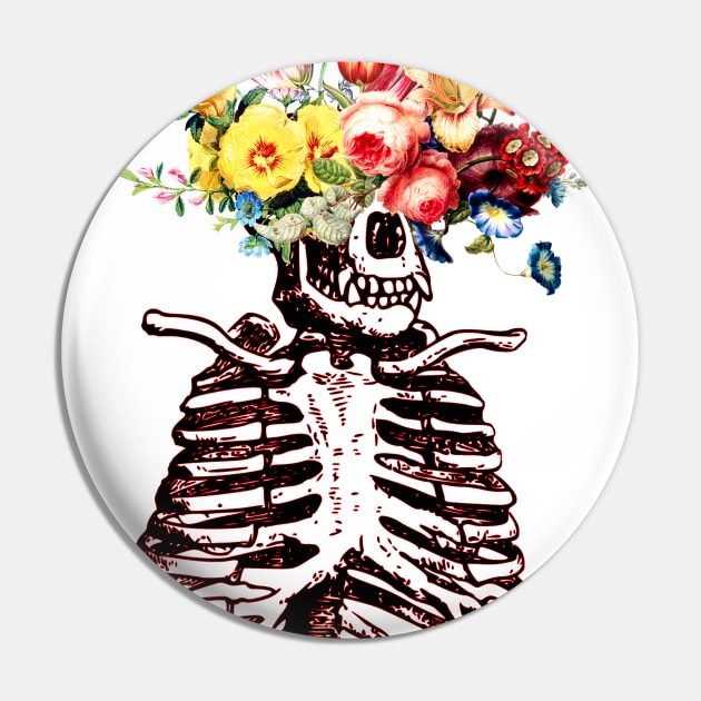 Flower Head Gorilla Skeleton Pin by DangerslyHappy