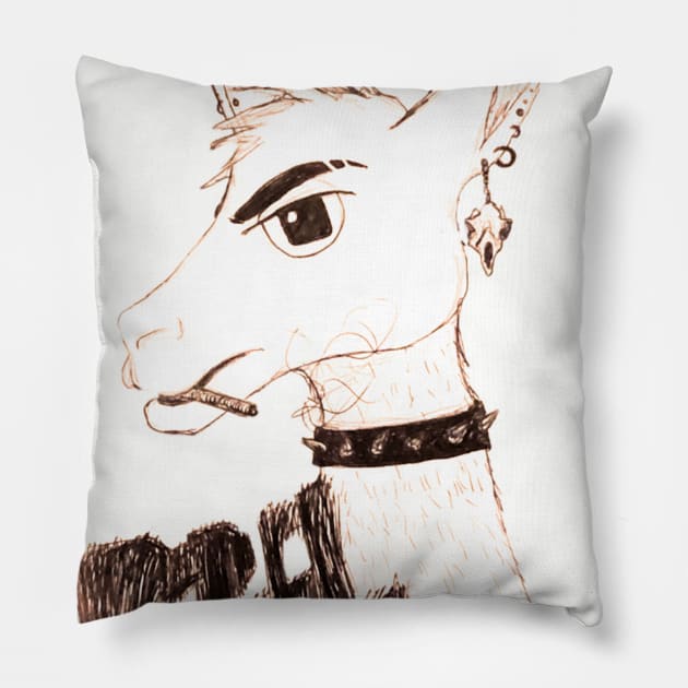 Rebel Llama Pillow by DrawingWithMagic