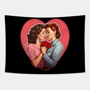 Retro comic lesbian couple Girls love Tapestry