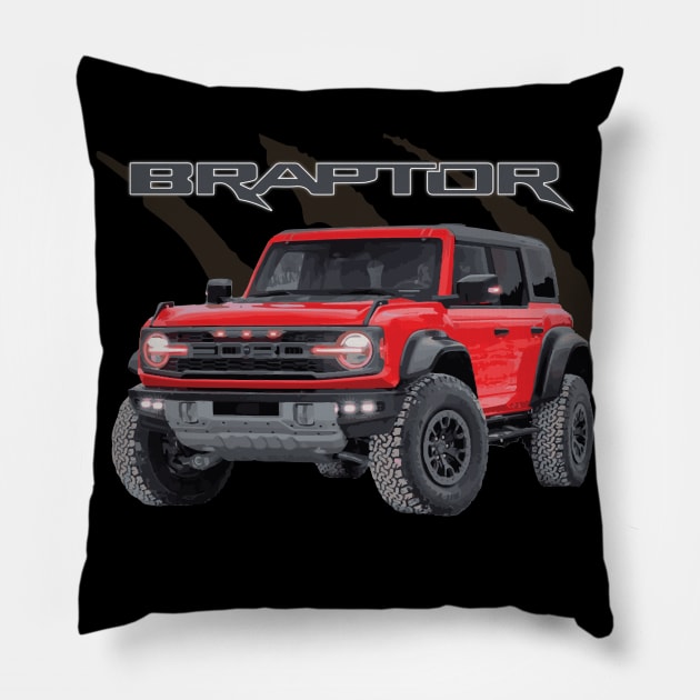 raptor braptor MURICA SUV sport truck race red 4X4 Pillow by cowtown_cowboy