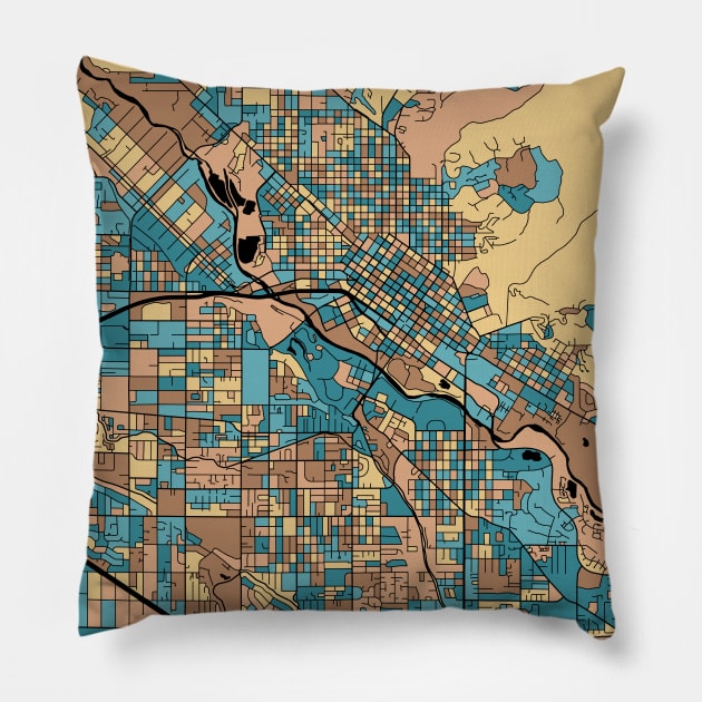 Boise Map Pattern in Mid Century Pastel Pillow by PatternMaps