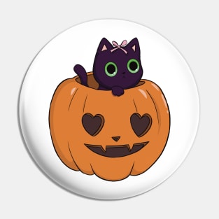 orange pumpkin black cat heart halloween coquette dollette Pin