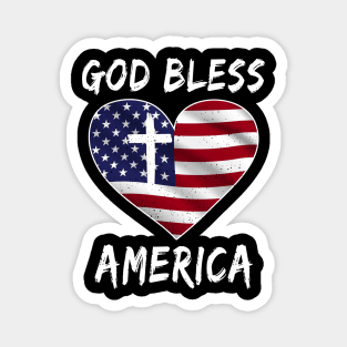 God Bless American Flag Heart Magnet