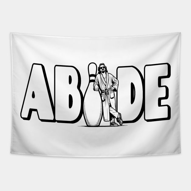 Abide The Dude Lebowski Bowling Pin Graphic Tapestry by GIANTSTEPDESIGN