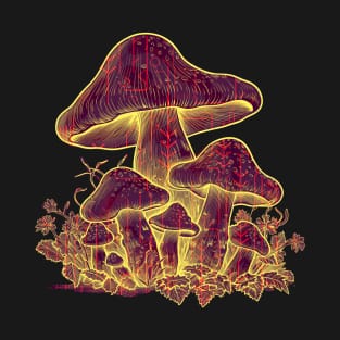 Brown Cyber Mushrooms T-Shirt