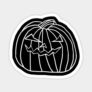 White Line Big Halloween Horror Pumpkin Magnet