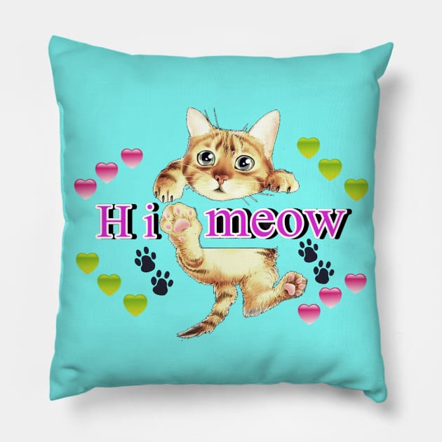 Kitty meow Pillow by milicapetroviccvetkovic