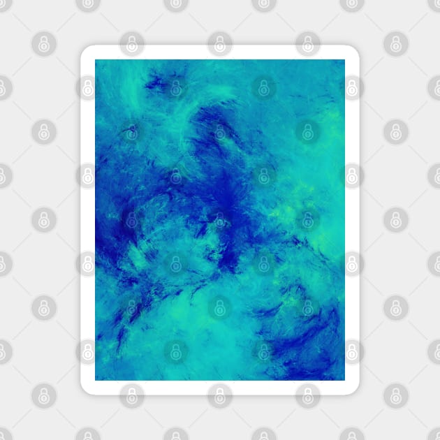 Blue and Turquoise Marble Splash Abstract Artwork Magnet by love-fi