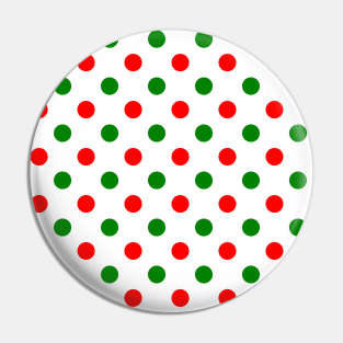 Christmas - Green and Red Polka Dots Pattern on White Background Pin