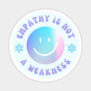 Empathy is Not a Weakness Retro Pastel Gradient Smiley Face with Flowers Sticker Magnet