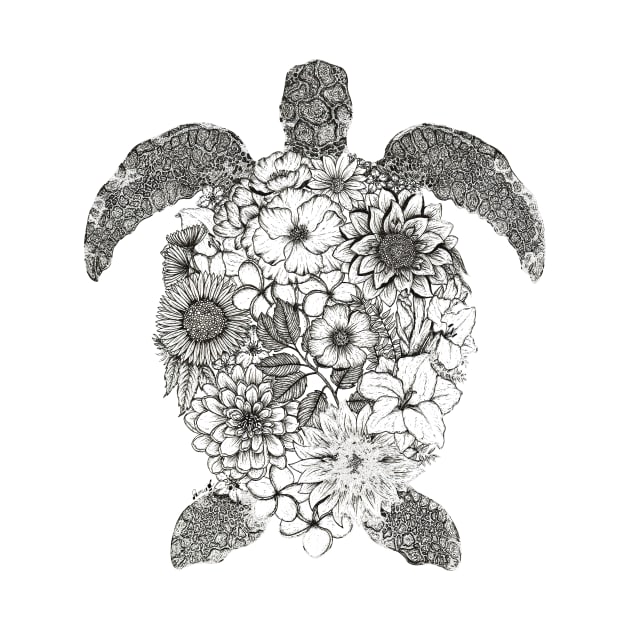 Floral Turtle White Background by SamuelJ