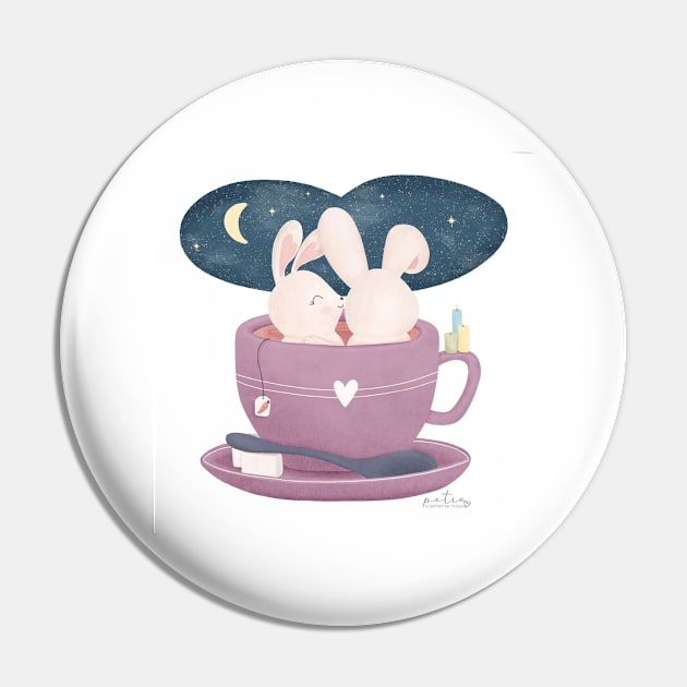 two bunnies in a cup Pin by petraillustrationstudio