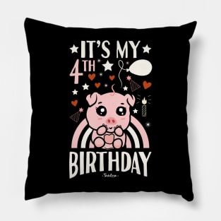 It's My 4th Birthday Pig Pillow