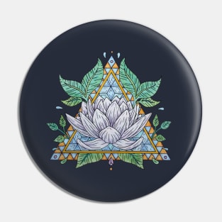 Stained Glass Lotus Illustration Pin