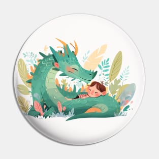 Adorable Dragon Animal Loving Cuddle Embrace Children Kid Tenderness Pin