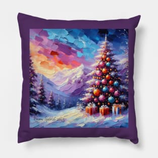 Colorful Christmas Landscape Pillow