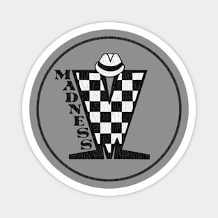 Madness Vintage Plastisol Texture Checkerboard Black & White Magnet