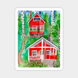 Cabin in the Woods - Summer Watercolor Magnet
