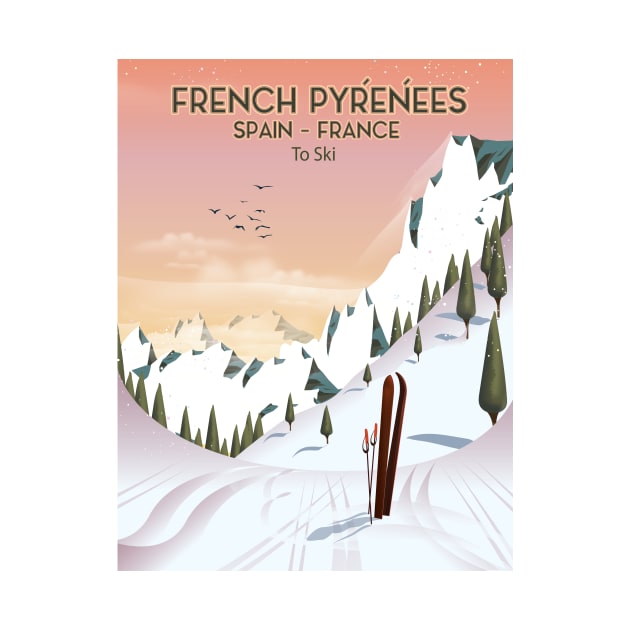 French Pyrénées Ski poster by nickemporium1