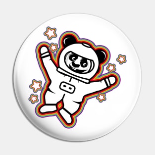 little astronaut panda bear with rainbow aura Pin