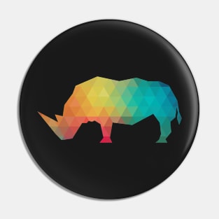 Rainbow rhinoceros silhouette Pin