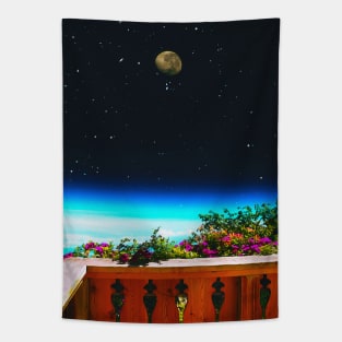 Space Balcony - Space Aesthetic, Retro Futurism, Sci-Fi Tapestry