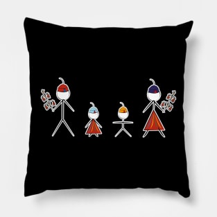 Madeira Island Stick Figure Family inspired by Folklore Pillow