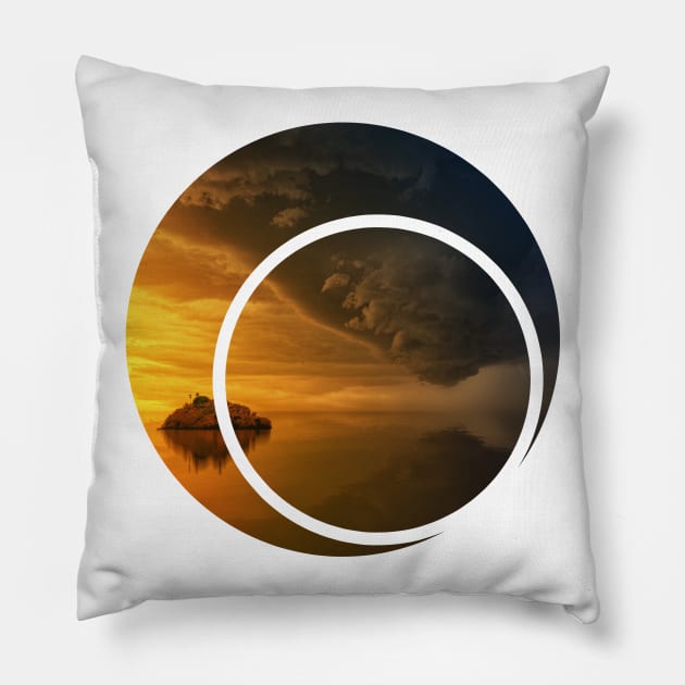 Rolling Thunder Over Ocean Geometric Art Pillow by GeometricPhotos