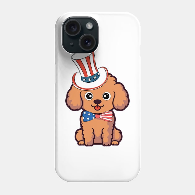 Funny brown dog is wearing uncle sam hat Phone Case by Pet Station