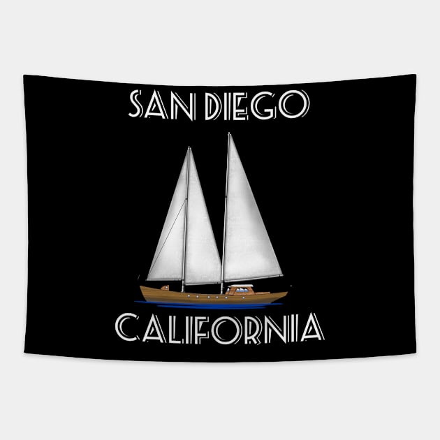 San Diego Sailing Tapestry by macdonaldcreativestudios