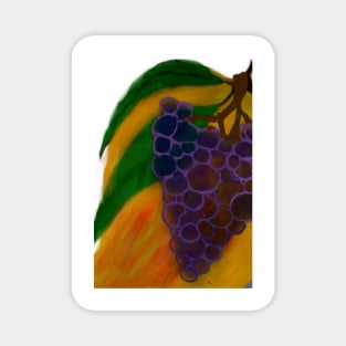 Mixed media illustration of fruit Mango Grape Magnet