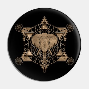 Elephant in Sacred Geometry Composition - Black and Gold Pin