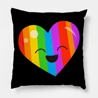 LGBTQ Cute Gay Lesbian Pride Kawaii Rainbow Heart Pillow