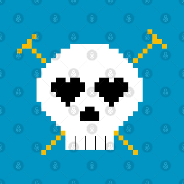 Pixel Skull and Knitting Needles by pookiemccool