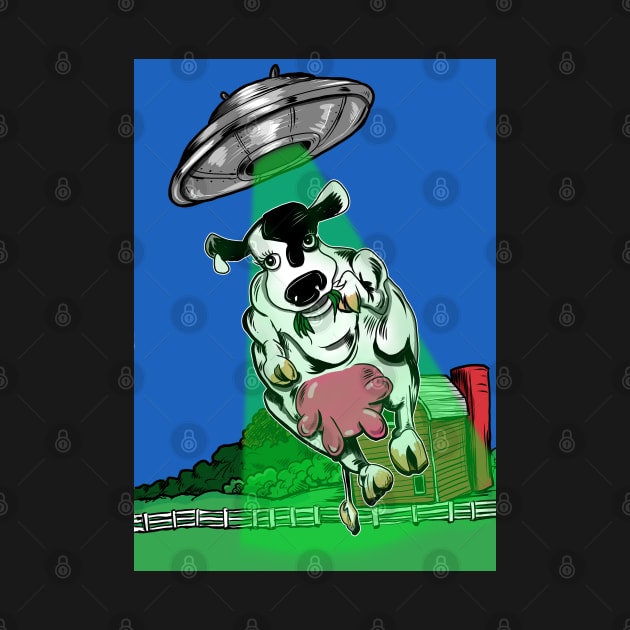 Cow and Flying Saucer. We have come for your Milk Products by silentrob668