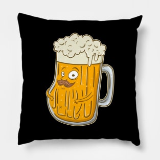 Adorable Mustachioed Beer Drinking Joke Drinkers Pillow