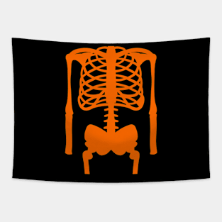 ORANGE Halloween Skeleton Illustration Tapestry