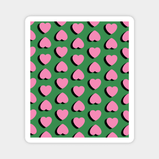 Pink Hearts Spots on Green Background Magnet