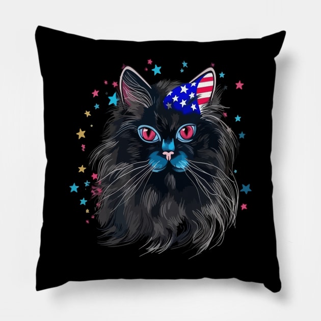 Patriotic Persian Cat Pillow by JH Mart