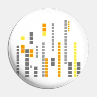 Geometric Pixel pattern orange gray Pin