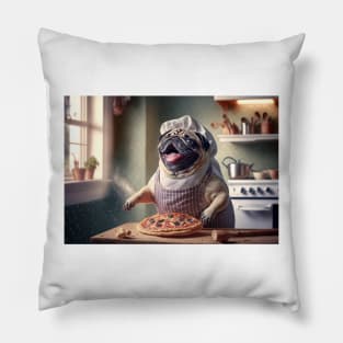 Pug Dog Pizza Chef Singing in the Kitchen T-Shirt Mug Apron Pillow