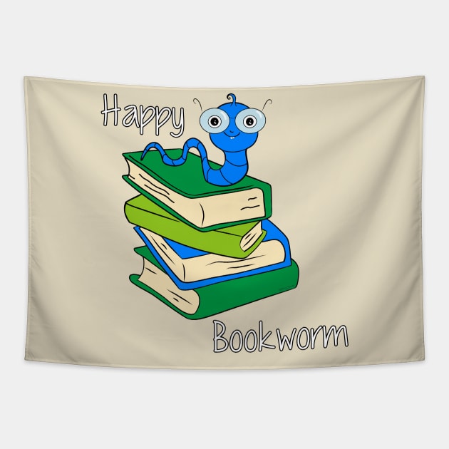 Happy Bookworm_2 Tapestry by DitzyDonutsDesigns