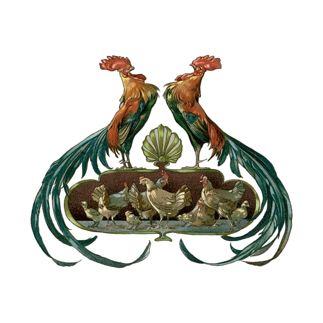 Vintage Roosters and Chickens by MasterpieceCafe