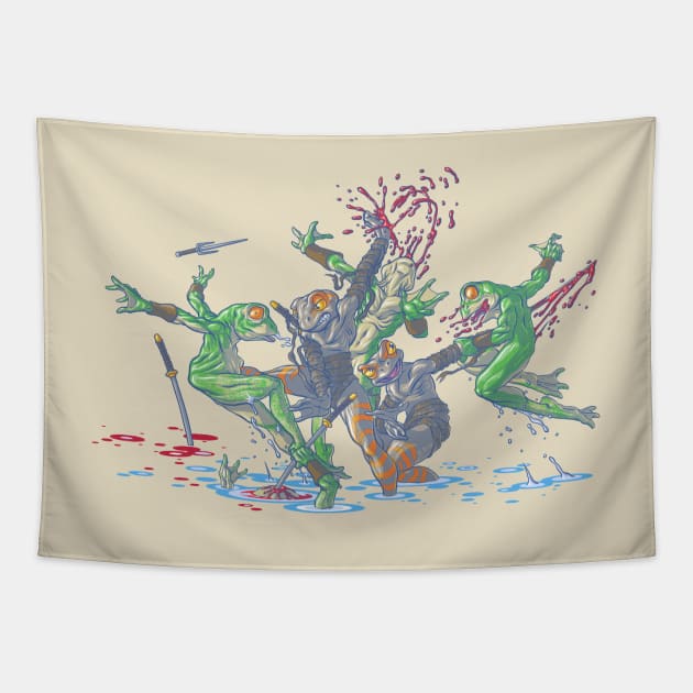 Ninja Frogs Tapestry by cs3ink