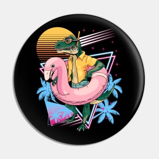 Dinosaur Pool Flamingo Gifts Men Kids Women Funny Dinosaur Pin