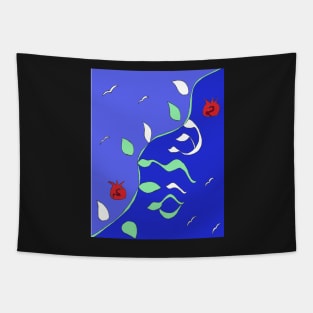 Shalom in Vines Blue Tapestry