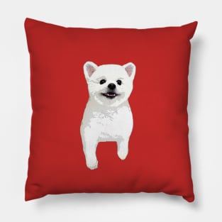 Pomeranian White Cute Puppy Dog Pillow