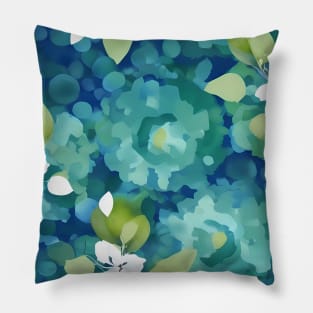 Floral Impressions in Teal Pillow