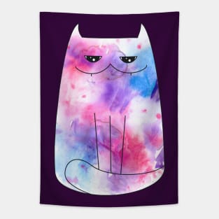 Watercolor gloomy cat Tapestry